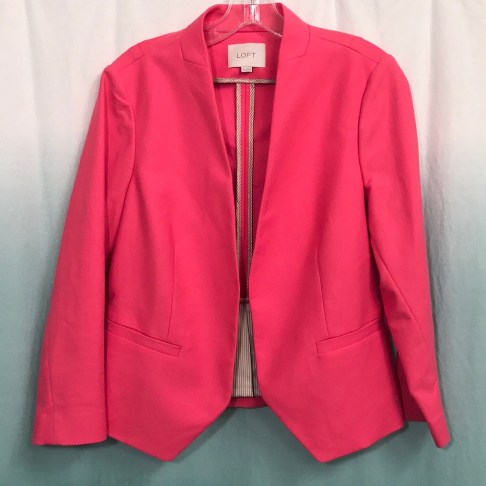 Ann Taylor Loft-size 10, pink, open front blazer